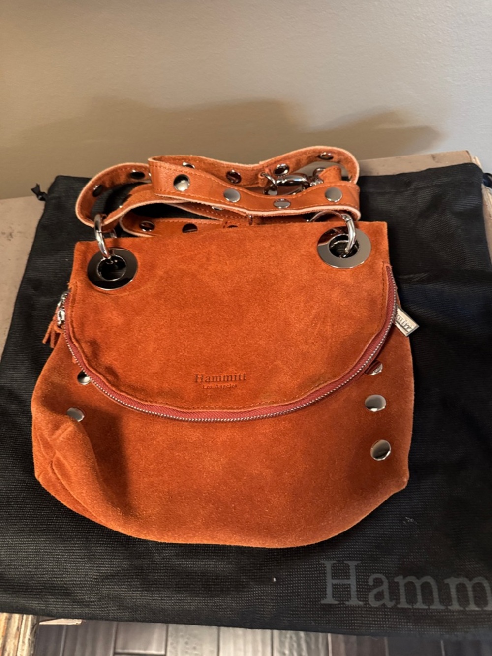 Hammitt Rust Suede Crossbody with Silver Hardware - Picture 16 of 16